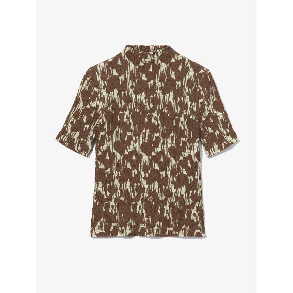 Proenza Schouler Viscose Flou Smocked Top Buttercream/Coffee - 4 - Picture 1 of 6